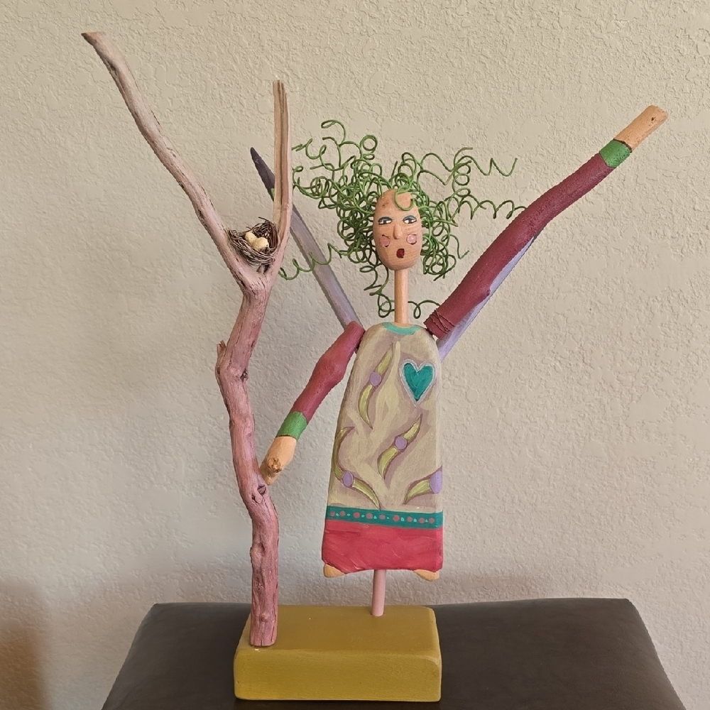 Joyful Green and Purple Sculpture Art